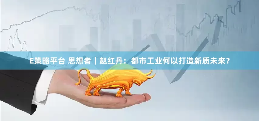 E策略平台 思想者｜赵红丹：都市工业何以打造新质未来？