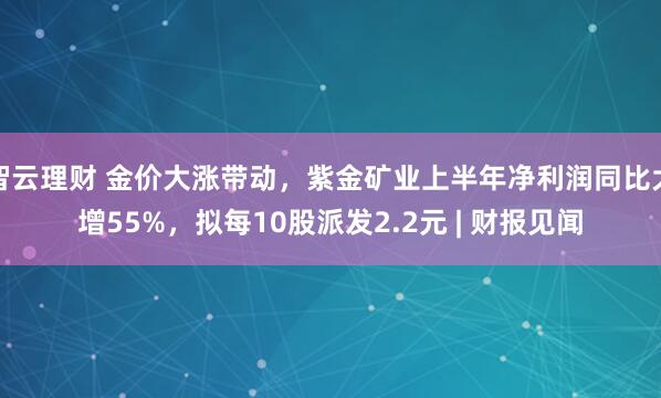 智云理财 金价大涨带动，紫金矿业上半年净利润同比大增55%，拟每10股派发2.2元 | 财报见闻